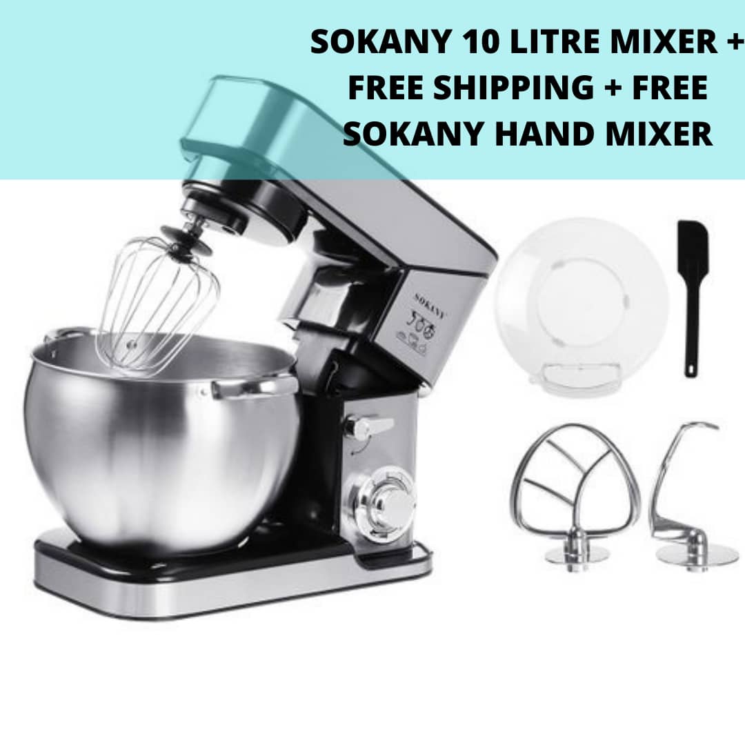 Sokany 10 Litres Stand Mixer + Free Delivery + Free Sokany 300w Hand