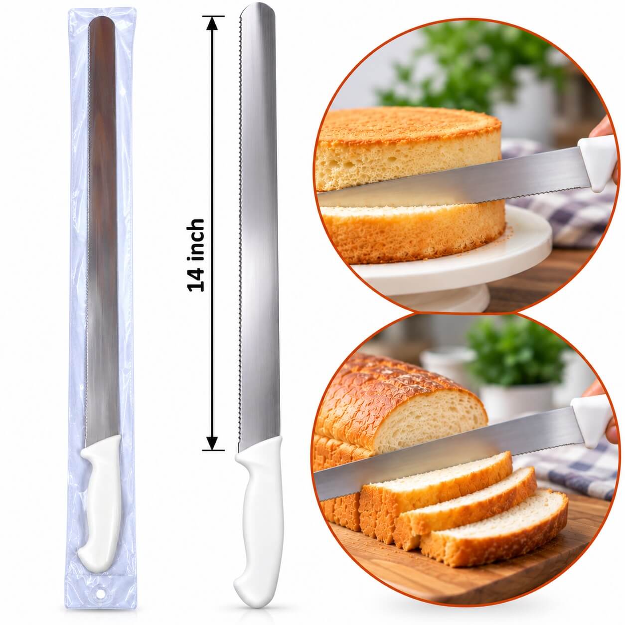 Extra Hardened Serrated Bread Trimming Knife - 14 inch Blade
