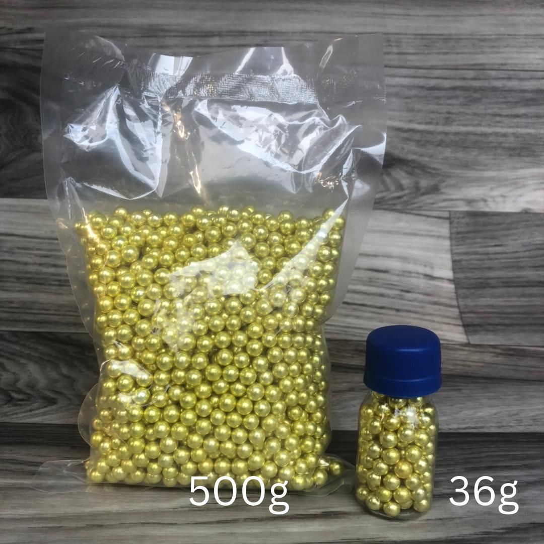 Edible Bead 7mm (GOLD TP2) 36g Sonkas Baking Materials